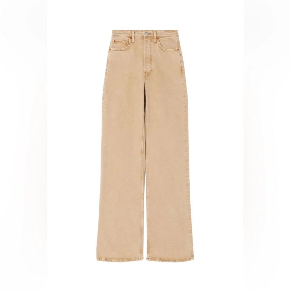 RE/DONE 70’s HIGH WAISTED WIDE LEG JEANS IN KHAKI SIZE 30 - Picture 5 of 11
